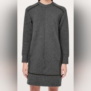 Lululemon gray womens On Repeat Dress Size 6 long sleeve oversized fit pockets
